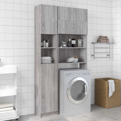 vidaXL - Badkamerkast - 32x25,5x190 - cm - bewerkt - hout - grijs - sonoma - eiken