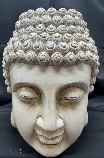 Decoratieve Vaas " boeddha " - oud wit - hoogte 25 x 22 x 13 cm - Polyresin - Woonaccessoires - Decoratieve vazen