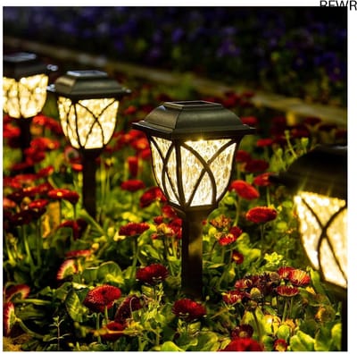 RFWR® 6 Stuks LED Zonnepadverlichting voor Buiten – Waterdichte Tuinlampen met Warm Wit Licht