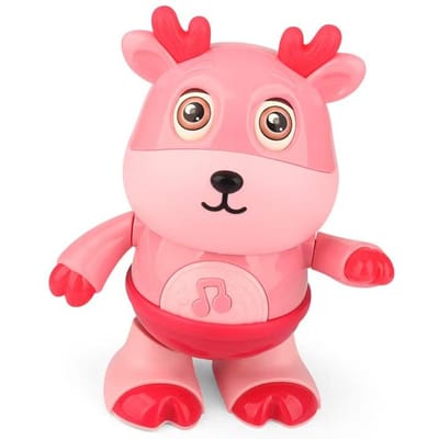 Bébé Vache Dansante Jouet - Vache en Peluche Musicale Électrique avec Chansons et Mouvements Amusants, Jouets Interactifs pour Bébé, Mignon Tout-Petit Noël G rose