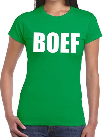 Boef tekst t-shirt groen dames - dames shirt Boef S