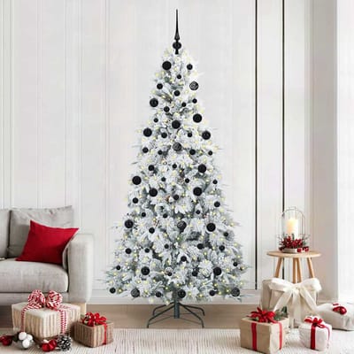 vidaXL - Kunstmatige - Hinged - Kerstboom - met - 300 - LED - Wit - 210 - cm - PE - en - PVC