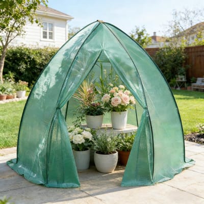 REDOM - Tuinkas - Kegelvormige Structuur - Voor Tuin - Polyethyleen En Staal - Groen - 240 X 200 X 240 Cm