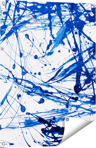 Gards Tuinposter Abstracte Kunst Blauwe Verf - 60x80 cm - Tuindoek - Tuindecoratie - Wanddecoratie buiten - Tuinschilderij