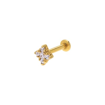 Lucardi - Dames Stalen goldplated helixpiercing met zirkonia - Piercing - Staal - Goudkleurig