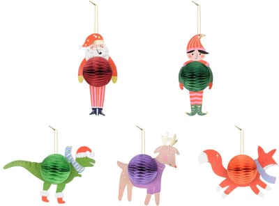 Mix kersthangers honeycomb kerst - 5 stuks