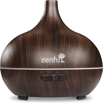 Zenful Dewdrop - Aroma Diffuser - Geurdiffuser - Luchtbevochtiger - Geurverspreider - Aromatherapie - 400ml - Donker Hout - Zwart