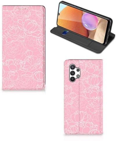 Samsung Galaxy A32 4G | A32 5G Enterprise Editie Smart Cover White Flowers