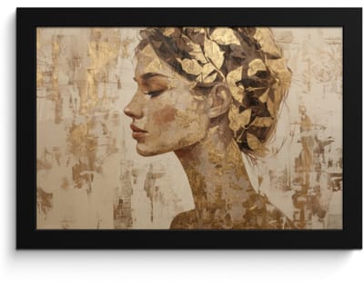 Poster in lijst - Fotolijst 30x20 cm - Posters - Vrouw - Goud - Abstract - Textuur - Posterlijst zwart - Decoratie - Wanddecoratie woonkamer - Muurdecoratie slaapkamer