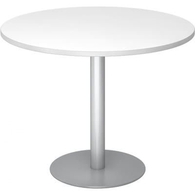 BISTRO F100R S - Systeem conferentietafel Wit Zilver Ø 100