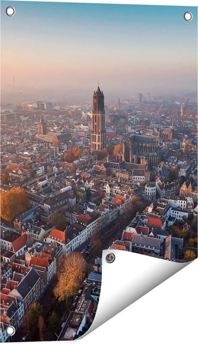 Gards Tuinposter Utrecht vanuit de Lucht - 40x60 cm - Tuindoek - Tuindecoratie - Wanddecoratie buiten - Tuinschilderij
