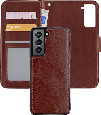 Hoes - 2 in 1 - Geschikt voor Samsung Galaxy S21 Plus - Met Uitneembare Hard Cover - Bookcase - Wallet Case - Met Pasjeshouder - Book Case - Uitneembaar - Pashouder - Kunstleer - Bruin
