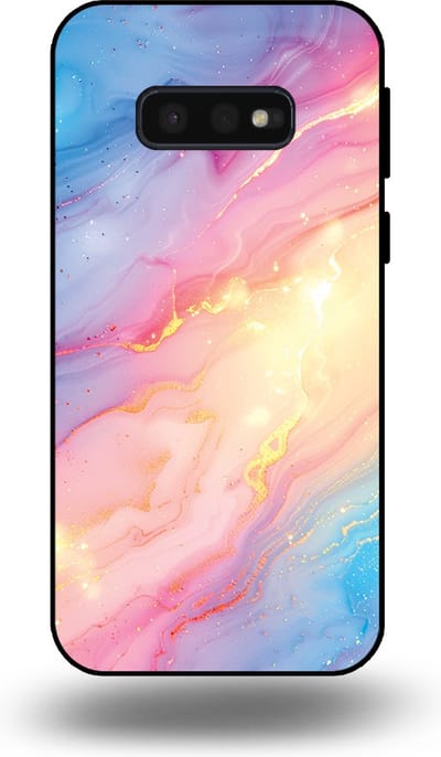 Smartphonica Telefoonhoesje Geschikt voor Samsung Galaxy S10E met Regenboog Glitter Marmer Opdruk - TPU Backcover Case Rainbow Glitter Marble Design geschikt voor Samsung Galaxy S10E
