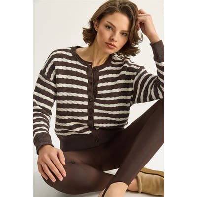 Haar Vlecht Brei Cardigan met Knopfsluiting