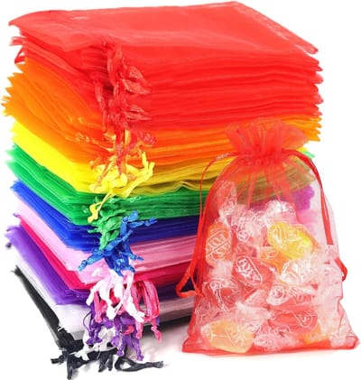 100 stuks organzazakjes, cadeauzakjes voor snoep, sieraden, voor bruiloft, verjaardag, Kerstmis, cadeau, snoep, sieraden (10 x 15 cm)