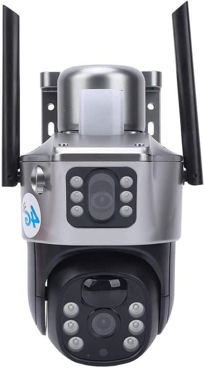 Zonnepaneel Beveiligingscamera - Buiten Camera - Huis Beveiliging - Dubbele Lens 4G - 26 x 19 x 17 cm - Zwart