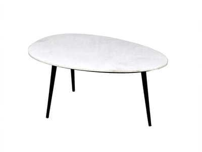D - Livingfurn - Salontafel Organic Marble - Wit Zwart - 50x70x35 - Marmer