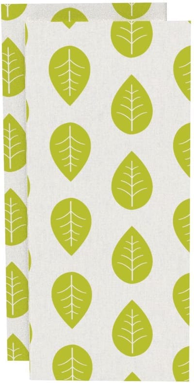 Bee's Wax - Eco Friendly Vaatdoek Set van 2 Stuks Leaves - Bamboe - Groen -