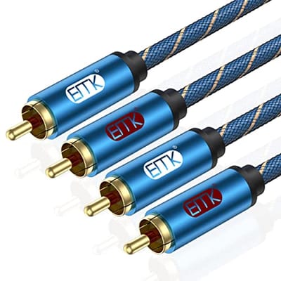2RCA Audiokabel - Stereo Kabel 2xRCA Mannelijk naar 2-RCA Gevlochten Nylon voor HD Audio en Gaming