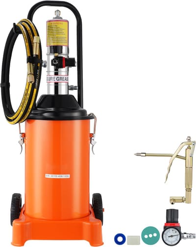 Vetpomp, 12 Liter. Luchtbediend met Slang Van 13 Voet En Vetspuit. Pneumatische Emmerpomp Op Wielen. Draagbare Smering, 50:1 Drukverhouding voor EfficiëNt Gebruik