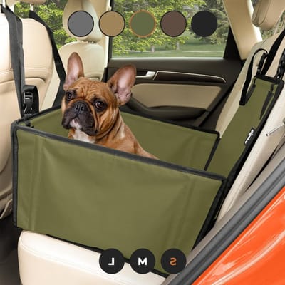 Honden autostoel - Reismand auto - Veilig reizen - Extra stabiel ontwerp - 48 x 45 x 28 cm - Kaki