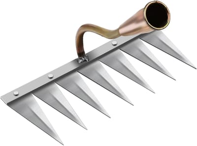 Tuinhark met 7 Tanden - Bodemverluchter - Onkruid Wieden - Stevig Staal - 29.5cm Breed - Koper