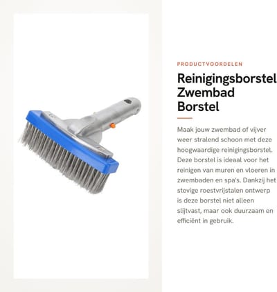 Dailygoods- Reinigingsborstel - Hoogwaardig Roestvrij Staal - Zwembadborstel - Voor Telescoopbuis - Duurzaam - Eenvoudige Installatie