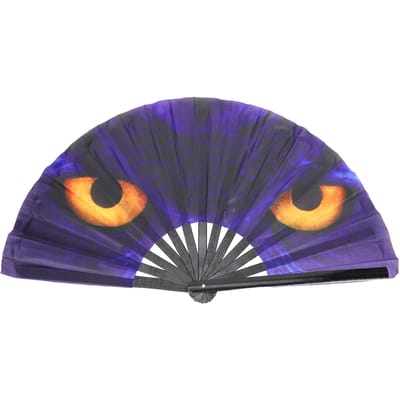 Uil Oog Kung Fu Ventilator Bamboe Vouwbare Handventilator voor Halloween Kerst Decoratie Cadeau blue