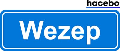 Hacebo - Plaatsnaam Sticker - 29x10 CM - Wezep sticker - Verkeersborden sticker - grappige cadeaus - Wezep