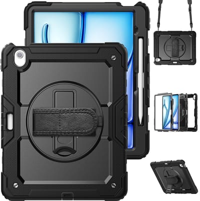 Cazy tablet Hoes geschikt voor iPad Air 13 inch (M4 2026 / M3 2025 / M2 2024) - Shockproof Case met Screenprotector - Zwart