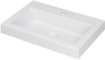INK Dock Wastafel Polystone met 1 Kraangat - 600x400x60 mm - Mat Wit