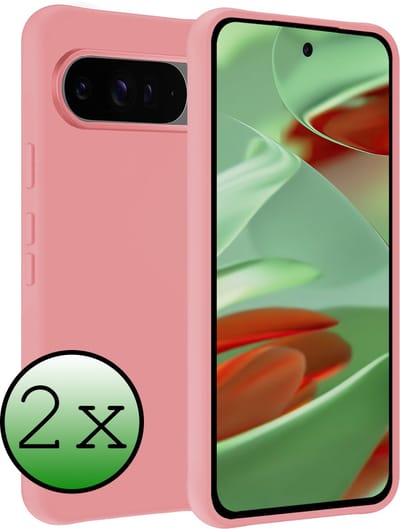 Hoesje 2 Stuks - Geschikt voor Google Pixel 10 Pro - Sterk & Shockproof - Case Siliconen - Back Cover - Telefoon Hoes - Lichtroze