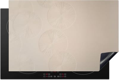 Inductie Beschermer 80x52 cm Keuken Decoratie Kookplaat Beschermer voor Inductiekookplaat Afdekplaat Anti Slip Mat - Japandi - Beige - Modern