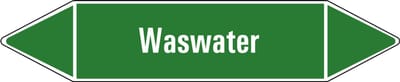 Waswater leidingmarkering op vel 126 x 26 mm - 5 per vel