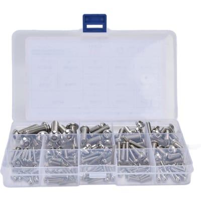 185 stuks Zeskantige Panhoofdschroef 304 Roestvrijstalen Schroeven Assortiment voor Reparateurs