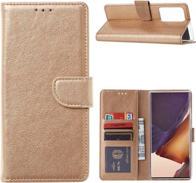 LuxeBass Hoesje geschikt voor Samsung Galaxy Note 20 Ultra - Bookcase Goud - portemonnee hoesje - telefoonhoes - gsm hoes - telefoonhoesjes