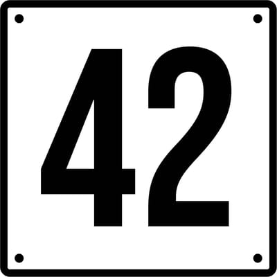 Huisnummerbord 42 - Incl. Schroeven en Pluggen – Acrylaat - 10 x 10 cm - Wit met Zwart