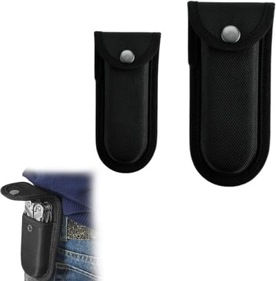 Praktische mes tas voor riem, set van 2, ideaal voor reizen, kamperen en bergbeklimmen, zwart