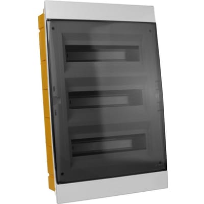 Tableau de distribution encastrable modulaire 36 modules IP40 Boîtier gris Porte