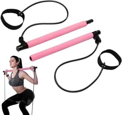 Pilates Bar - Fitness Stang - Lichaamsvorming - Instelbare Weerstand - 514 x 134 x 59 cm - Roze