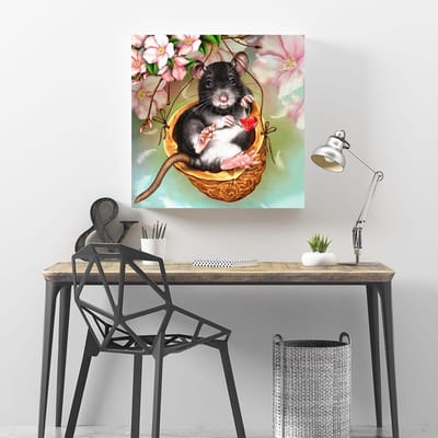 Broderie Diamant Souris Peinture Diamant Animal Point de Croix Image Complète de Strass 30x30CM beige