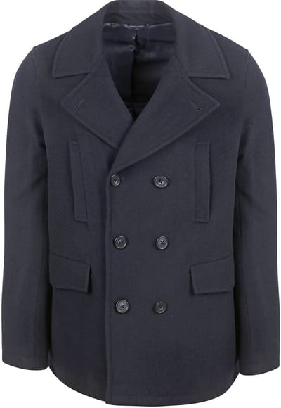 Suitable Caban Coat Wol Donkerblauw (navy) - Maat 54 - Heren - Mantels & coats