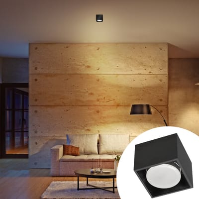 LED's Light Cube LED Plafondlamp - 1 lichtpunt - Draaibaar licht - Staal - 10 x 8 cm - Zwart - Gx53 ledlamp - Plafonniere - Plafonnieres - Plafoniere slaapkamer - Plafondlampen - Badkamerlamp - Plafond lamp