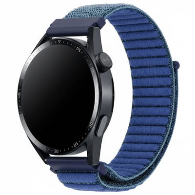 Nylon bandje - geschikt voor Garmin Venu (2 Plus) / Venu SQ (2) / Vivomove (Style - Sport) / Vivoactive 3 / 5 / 6 / Forerunner 55 / 165 / 245 / 645 / 570 - 42mm - donkerblauw