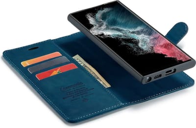 CaseBoutique Bookcase hoesje geschikt voor Samsung Galaxy S25 Ultra - Effen Donkerblauw - Kunstleer - 2-in-1 Magnetisch Uitneembaar Design