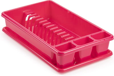Plasticforte Afwas afdruiprek met lekbak - fuchsia roze - kunststof - 45 x 26 x 9 cm