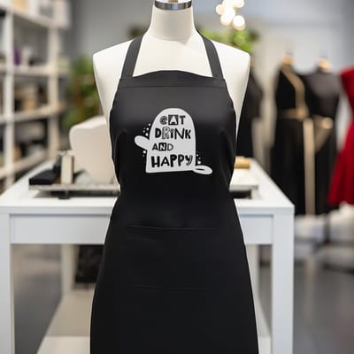 Verstelbaar kookschort, unisex, met 2 Zakken Vloeistof Druppel Waterbestendig Koken Keuken Restaurant Bar Schilderen BBQSchort, voor diverse doeleinden, Zwart Schorten Koksschort Unisex Schorten voor Vrouwen en mannen , eat, drink and happy