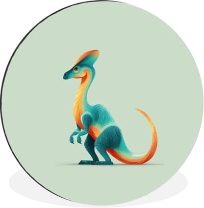 WallCircle - Wandcirkel - Muurcirkel - Staart - Dino - Minimalistisch - Blauw - Aluminium - Dibond - 30x30 cm - Binnen en Buiten