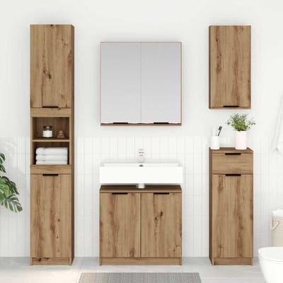 vidaXL - Badkamerkast - set - 3 - st - Artisan - Eiken - Bewerkt - hout