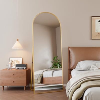 Staande Spiegel - Grote Spiegel Volledige Lengte Spiegel - Outfit Checken - Gebogen Aluminium Frame - 162 x 53 cm